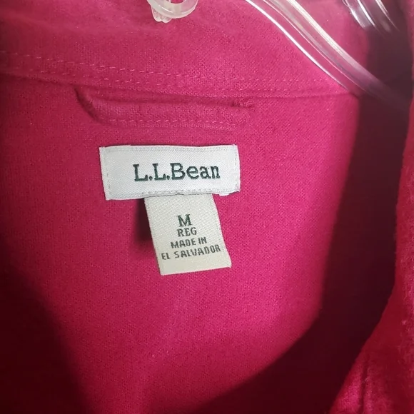 L.L. Bean Fuschia Pink Fleece Flannel Button Down Long Sleeve Shirt - Picture 9 of 10